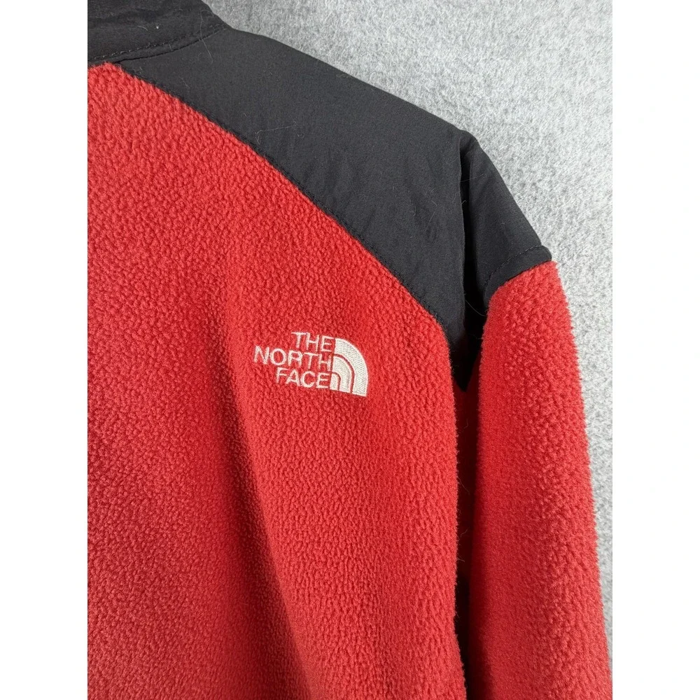 The North Face Jacket Mens Medium Red Black Fleece Full Zip Polartec USA Outdoor